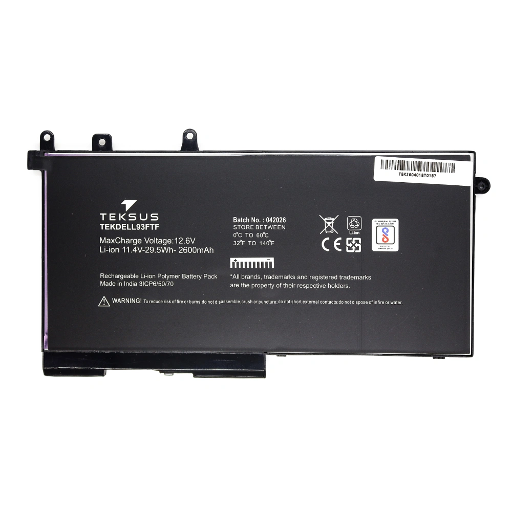 Teksus Laptop Battery Compatible For Dell Latitude E5280 | 93FTF 3C view 2